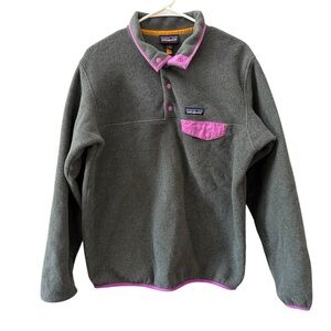 PATAGONIA Women’s Gray Synchilla 1/4 Snap Pullover Fleece Sweatshirt, Size L.